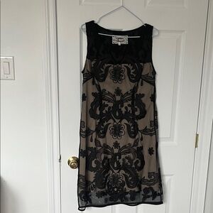 Pink Martini Black and Beige Floral Midi Dress